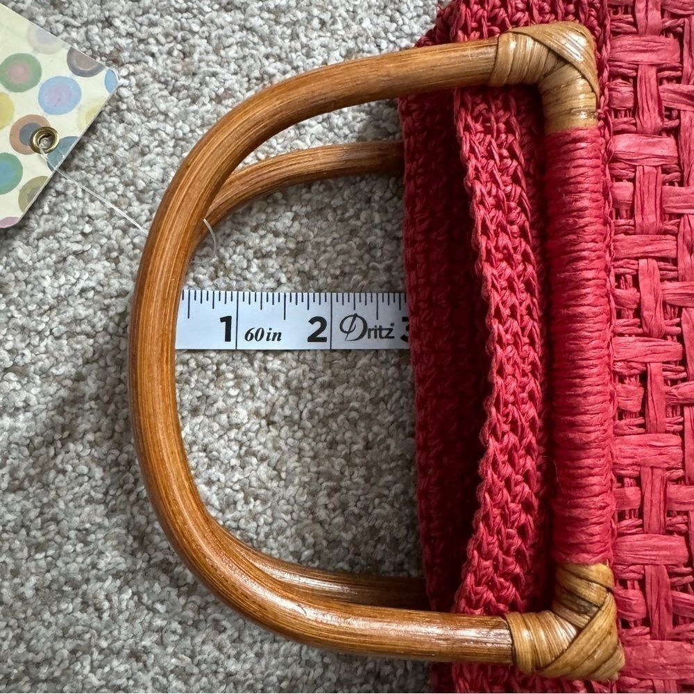 Vintage Fossil Woven Straw Bamboo Handle Tote Bag New Vacation Girly Cute - Picture 14 of 15